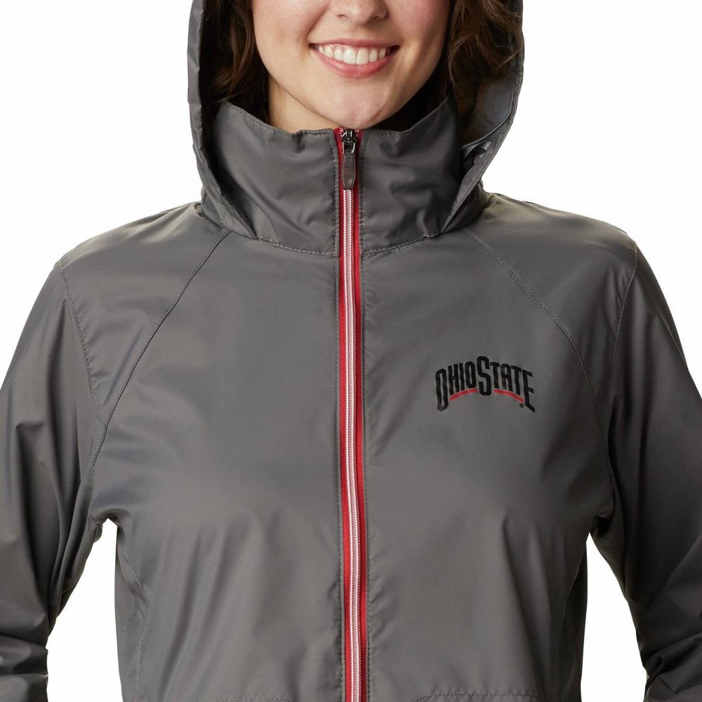 Columbia Women's Ohio State University Buckeyes Waterproof Hooded Jacket Gray XL - Picture 5 of 8
